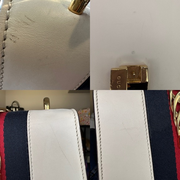 Gucci Sylvie Mini Shoulder Bag White Leather Web Stripe Ribbon Chain 2018 COA - Picture 11 of 13